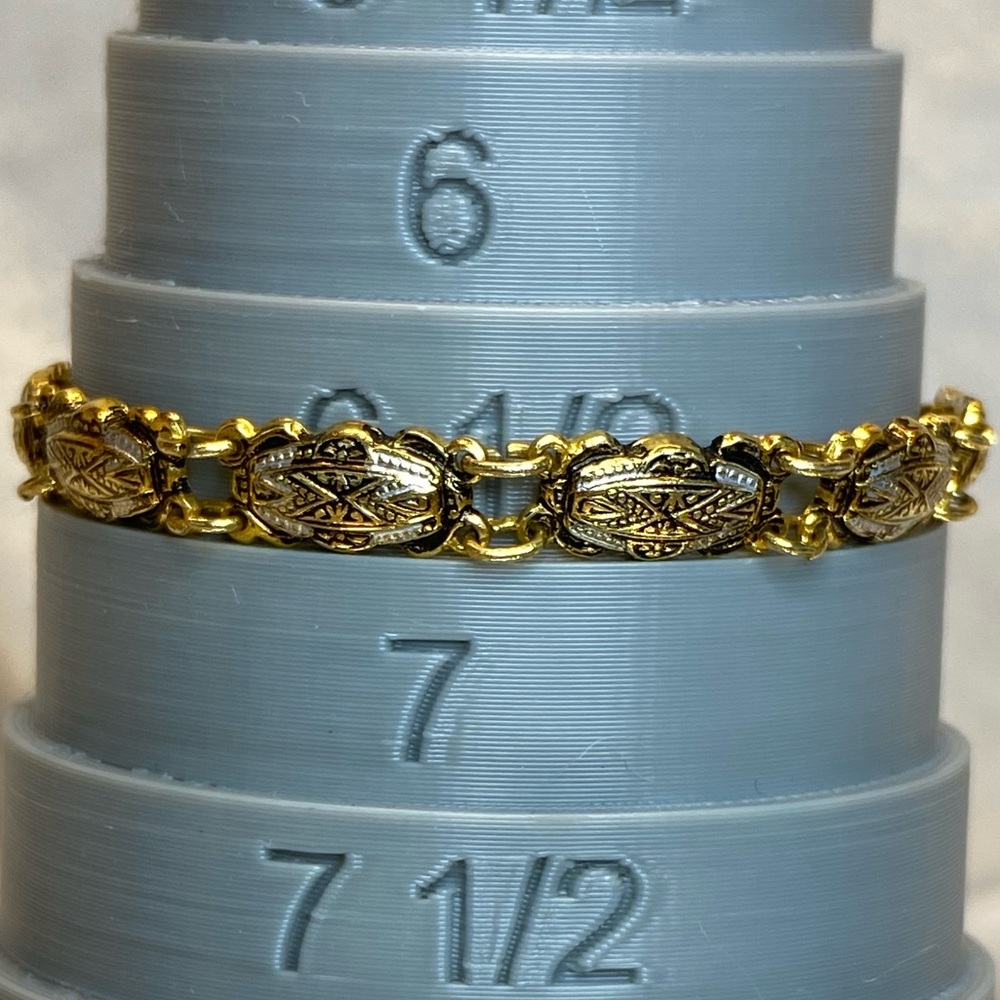 Beautiful Vintage Damascene Bracelet size 6.5” Claw Clasp - Picture 5 of 8